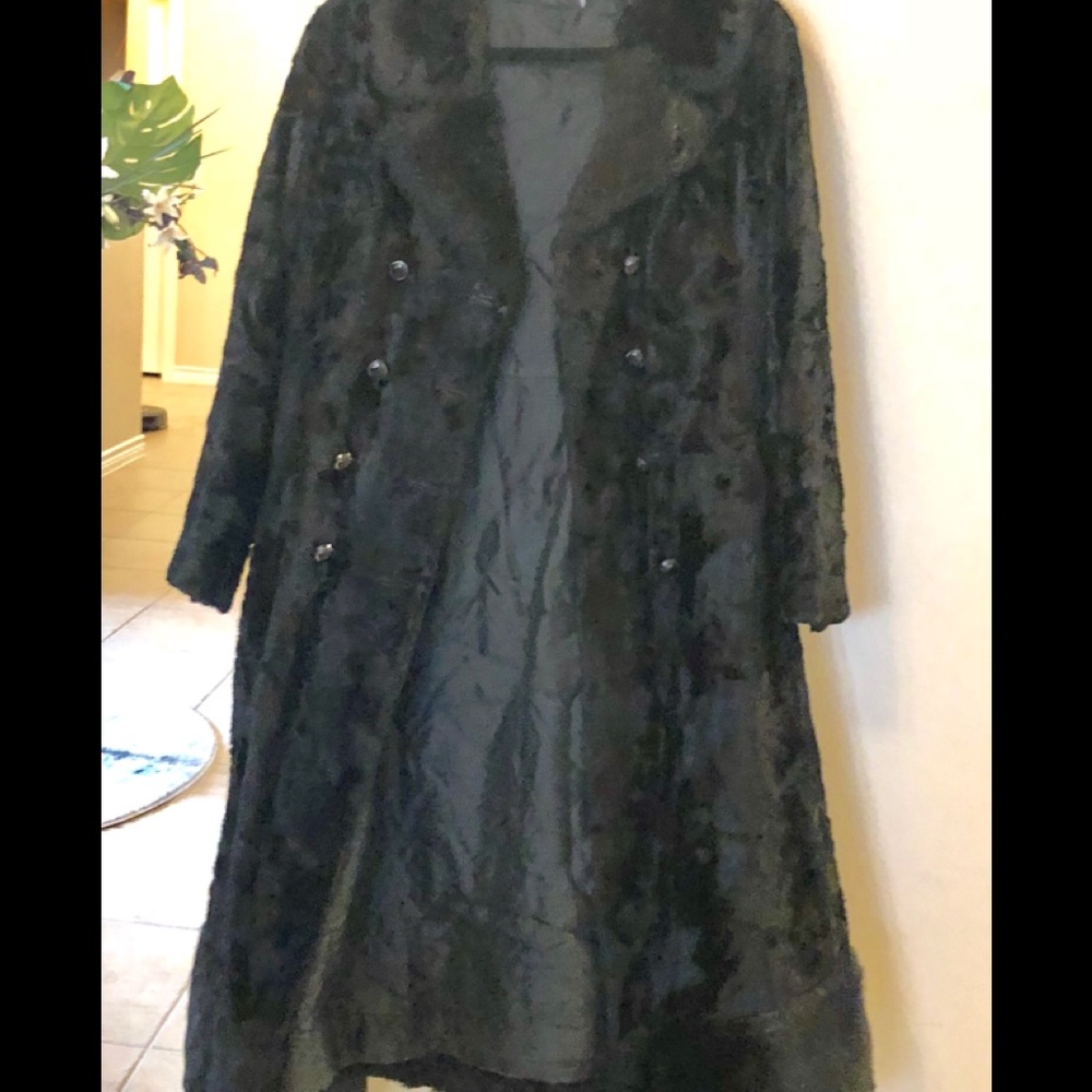 Vintage Black long faux fur coat